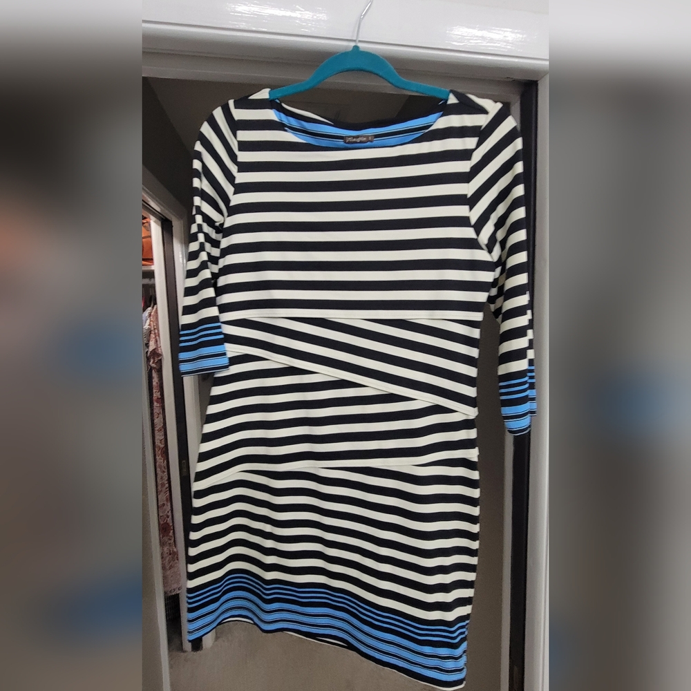 J. McLaughlin Black White Blue Dress  Size Small